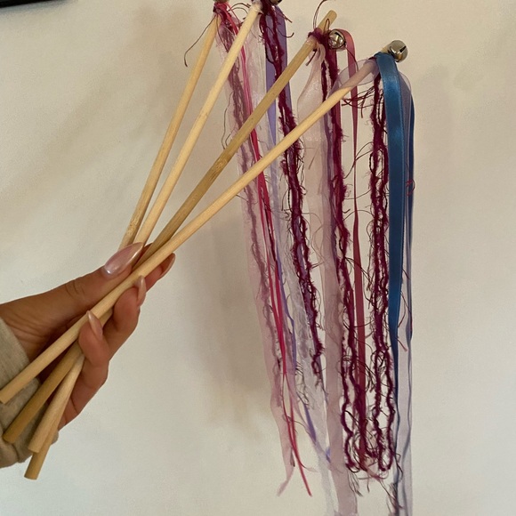 60 Pink & Purple Ribbon Wands with bells